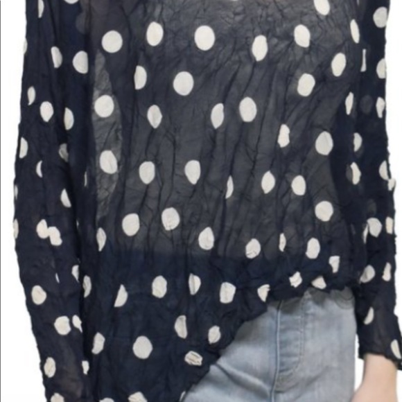 Charlie B Navy/White Polka Dot Blouse XS - Picture 4 of 5